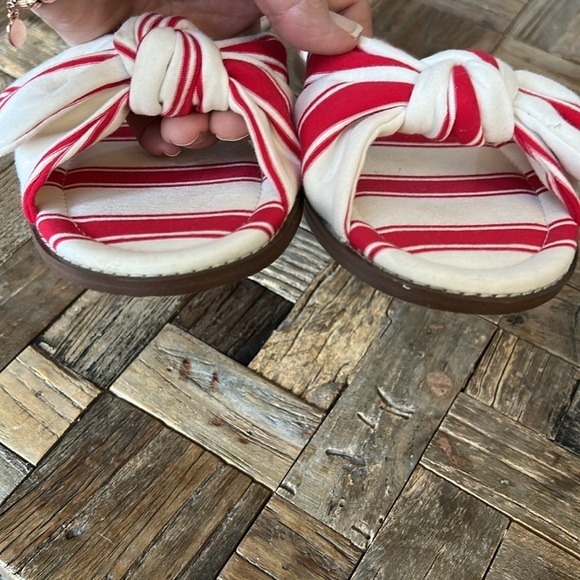 J Crew Red White Striped Knotted Slide Sandals Size 10 - Picture 6 of 8
